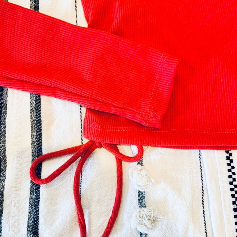 Zara Ribbed Long-sleeves Top In Red - Picture 4 of 9